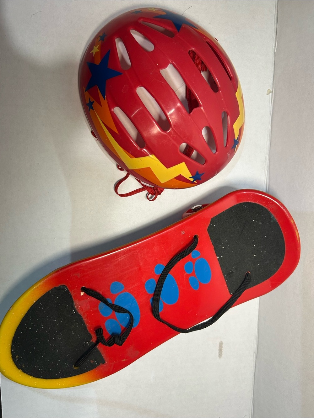 Kids Red Skateboard Helmet and Skid Board Set